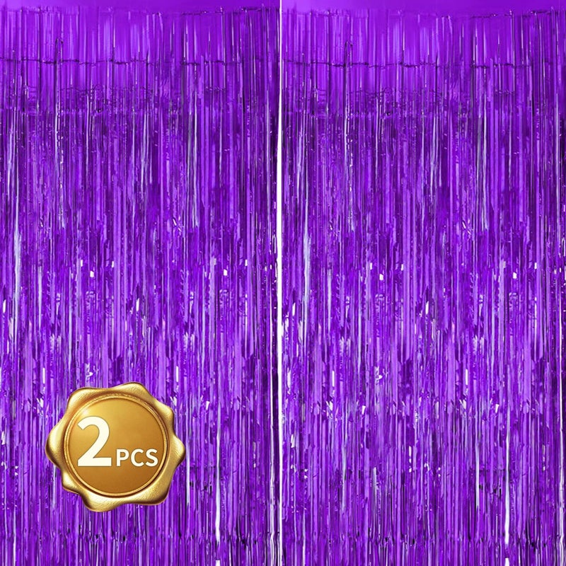 BEISHIDA 2 Pcs Light Purple Violet Door Streamers Tinsel Curtain Party Streamers Backdrop Fringe Foil Wall Background for Birthday Halloween Wedding Party Decoration(3.28 ft x 6.56 ft) - Image 1